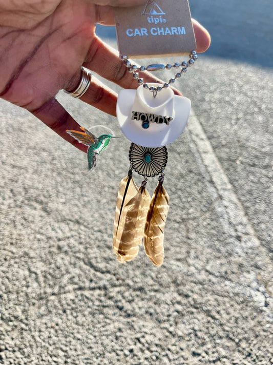 White Hat Car Charm