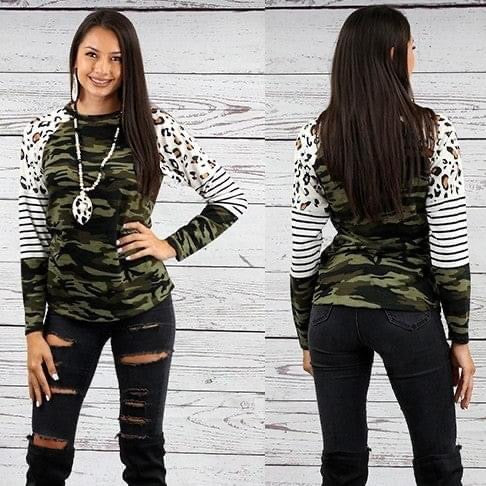 Long sleeve leopard top